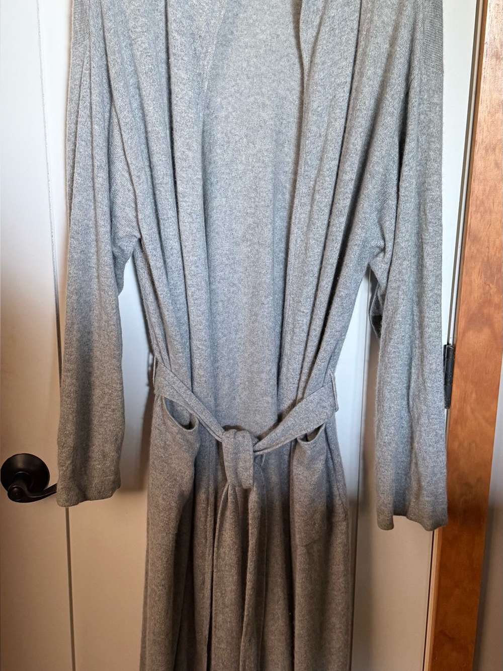 Red Envelope vintage Light Gray Cashmere L robe/duster